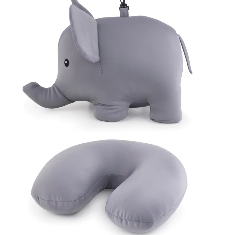 🍒 KIKKERLAND Elephant Zip & Flip Travel Pillow / Plush Soft Kids Toy
